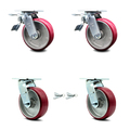 Service Caster 6 Inch Poly on Aluminum Caster Set with Ball Bearings 2 Brakes 2 Swivel Lock SCC SCC-TTL30S620-PAB-2-BSL-2